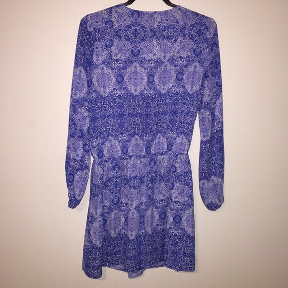 Boho Peasant Dress Blue White - Picture 2 of 5